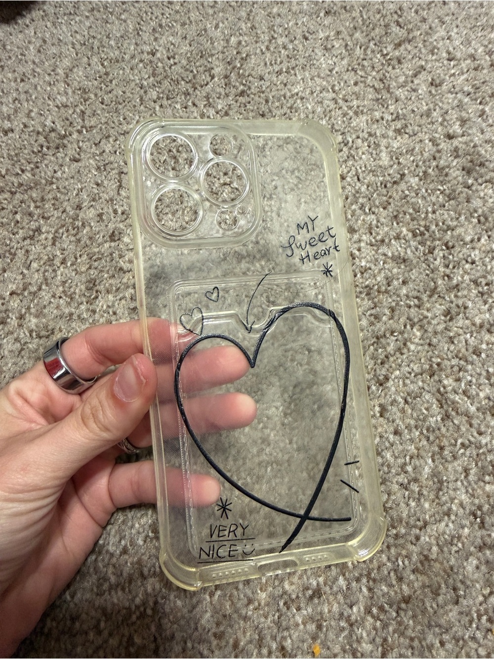 Clear Heart Graphic iPhone Case - Clear w/ Polaroid Slot